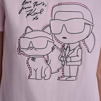Karl Lagerfeld - Playera de Manga Corta con Cuello Redondo para Mujer