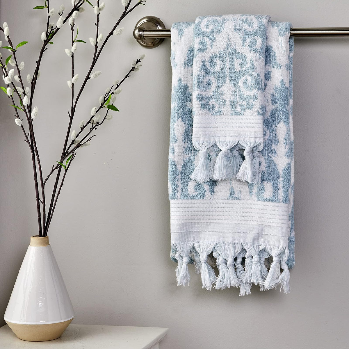 SKL Home Mirage - Flecos, Toallas de Mano, Aqua, Juego de 2, Agua (Aqua), Hand Towel Set, 1