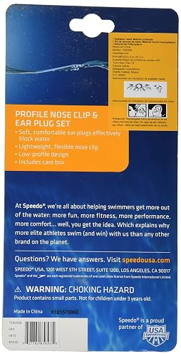 Speedo Set Ear Plugs Nose Clip, Blue, Pequeño