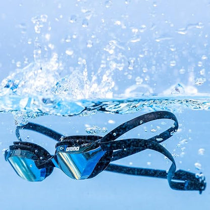 Arena Unisex Python Racing Swim Goggles for Men and Women Anti-Fog Max Comfort Dual Strap, Mirror/Non-Mirror Lens