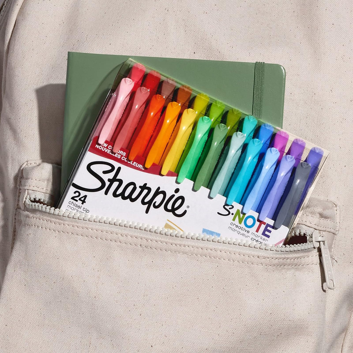 Sharpie S-Note - Marcadores creativos, subrayadores, varios colores, punta biselada, 24 unidades