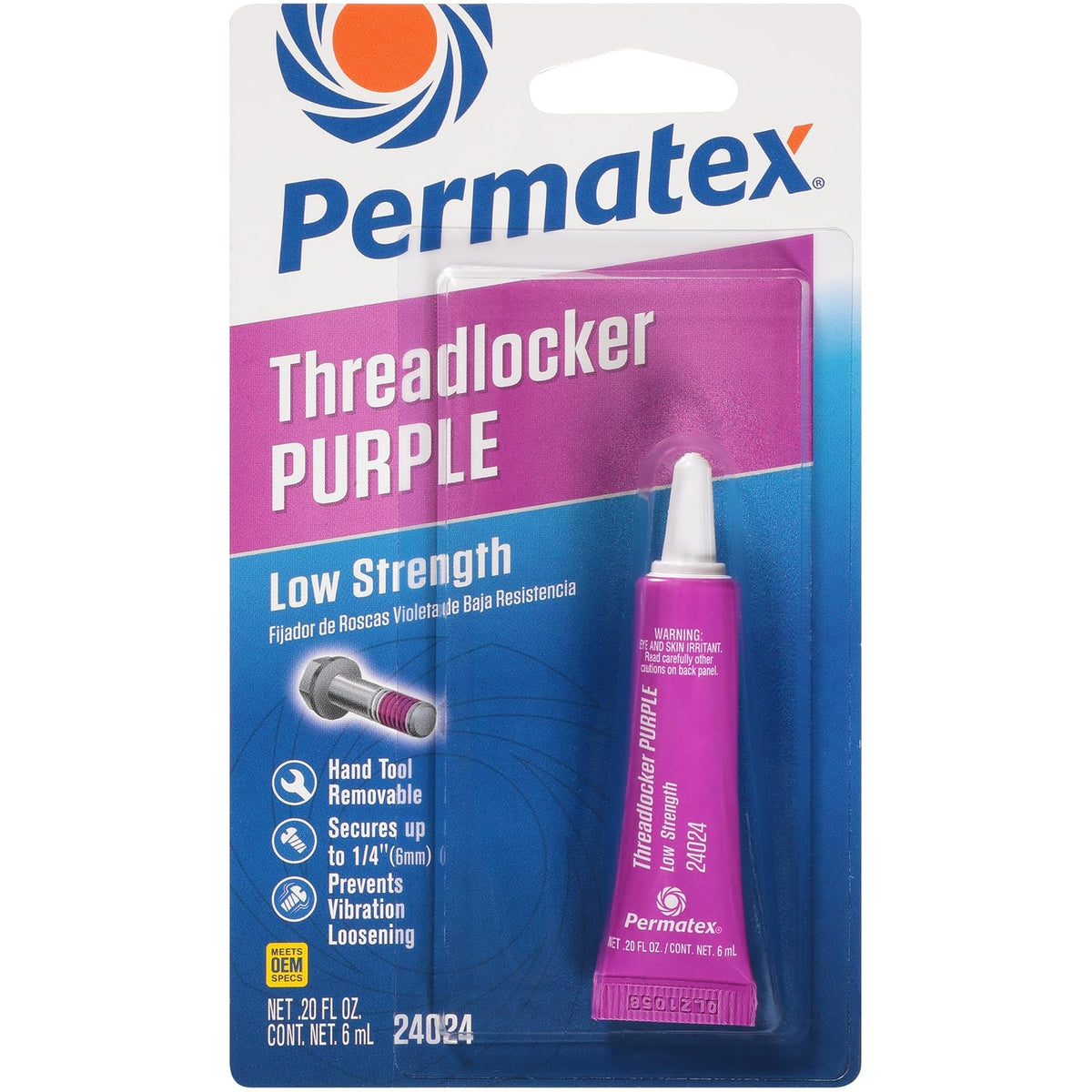 Permatex Enganche de Rosca de Baja Resistencia Morado 24024, 6 mm