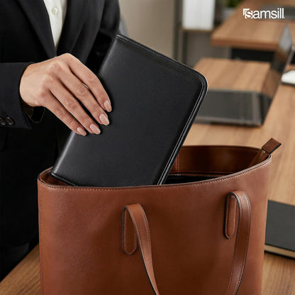 Samsill Professional Padfolio Mini, Organizador de Piel Sintética, 5 x 8 Pulgadas, Negro