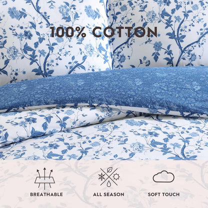 Laura Ashley Elise Bonus Comforter Set, King, Blue