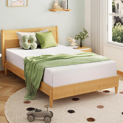 EGOHOME Colchón individual de 6 pulgadas para niños, colchón de espuma viscoelástica con gel de té verde refrescante, alivia la presión con soporte medio firme, certificado CertiPUR-US, 75 pulgadas de