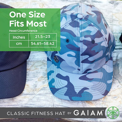 Gaiam - Gorro clásico para Correr de Fitness para Mujer, Gorro de Cola de Caballo con Banda de Secado rápido para Senderismo y día Festivo de Verano en la Playa
