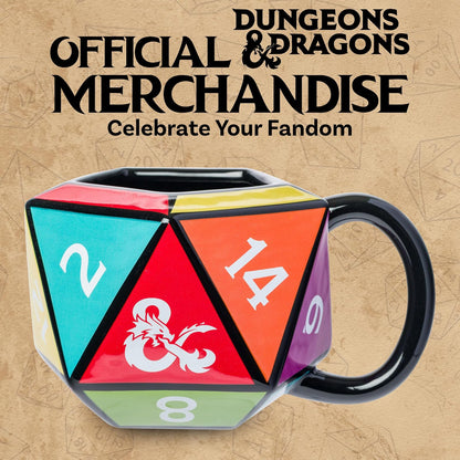 Silver Buffalo Dungeons & Dragons D20 - Taza esculpida 3D de cerámica, 20 onzas