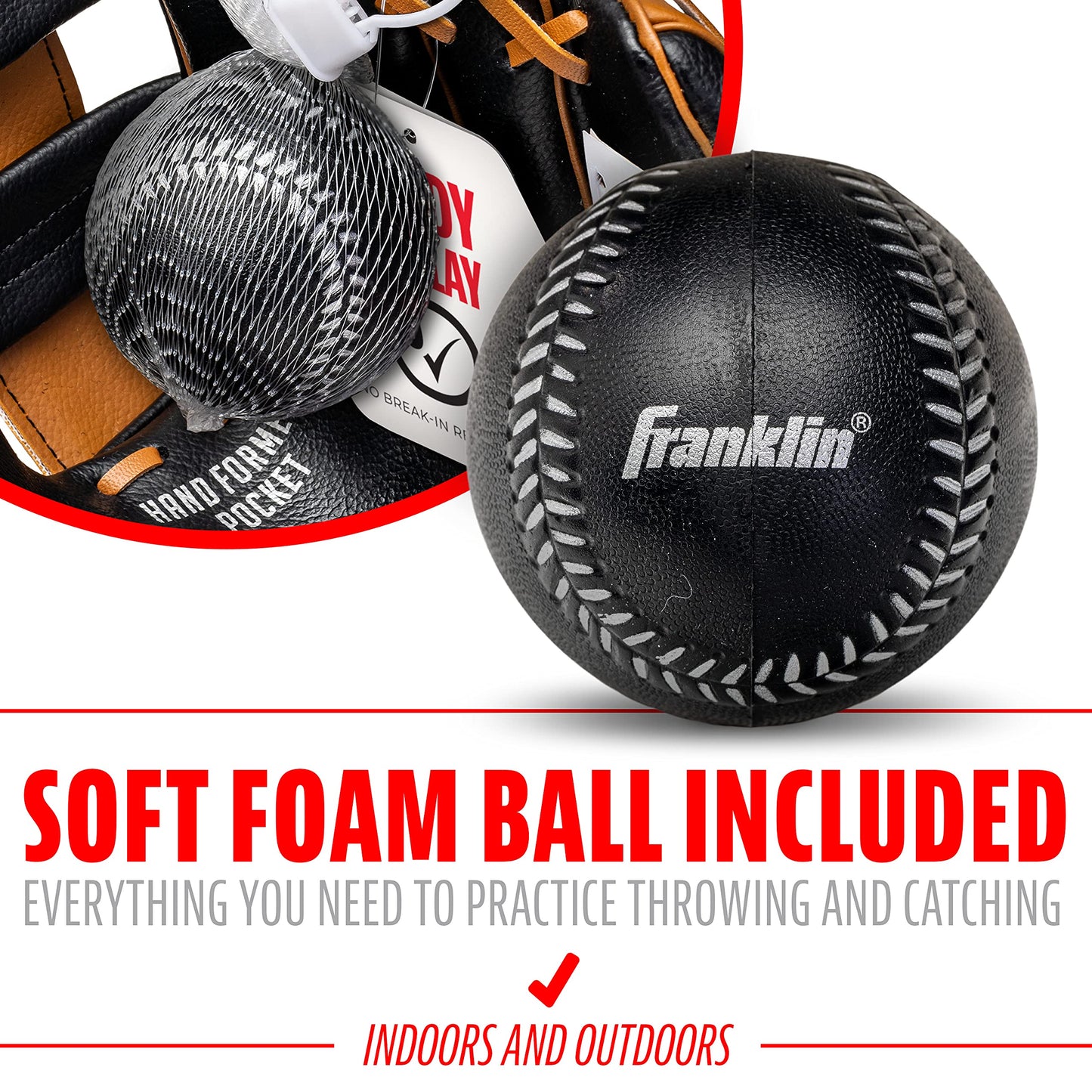 Franklin Sports - Guantes de béisbol para niños, juego de guantes y pelota RTP para niños y niñas, juego de guantes de teeball para niños y niña