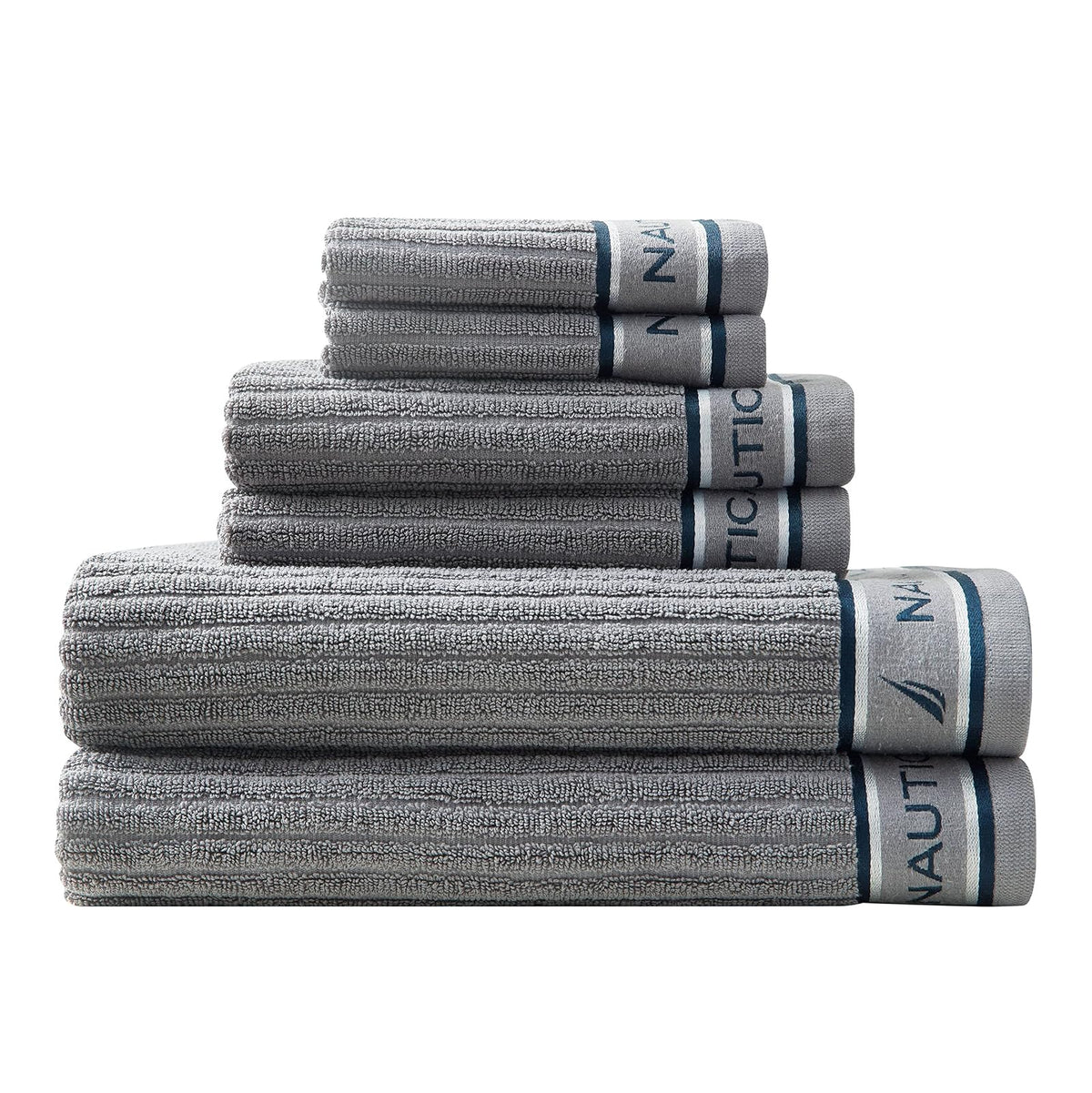 Nautica - Juego de Toallas de baño 100% algodón, Suave y Absorbente, Juego | 100% algodón, suave y absorbente, de secado rápido, lavable a máquina, fácil cuidado, comodidad durante todo el año