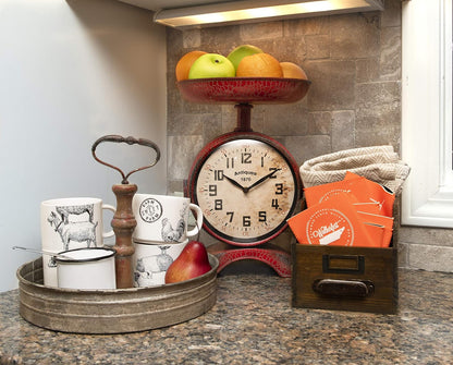 Creative Co-Op DA6875 Bandeja Decorativa Redonda de Metal y Mango de Madera, Color Plateado