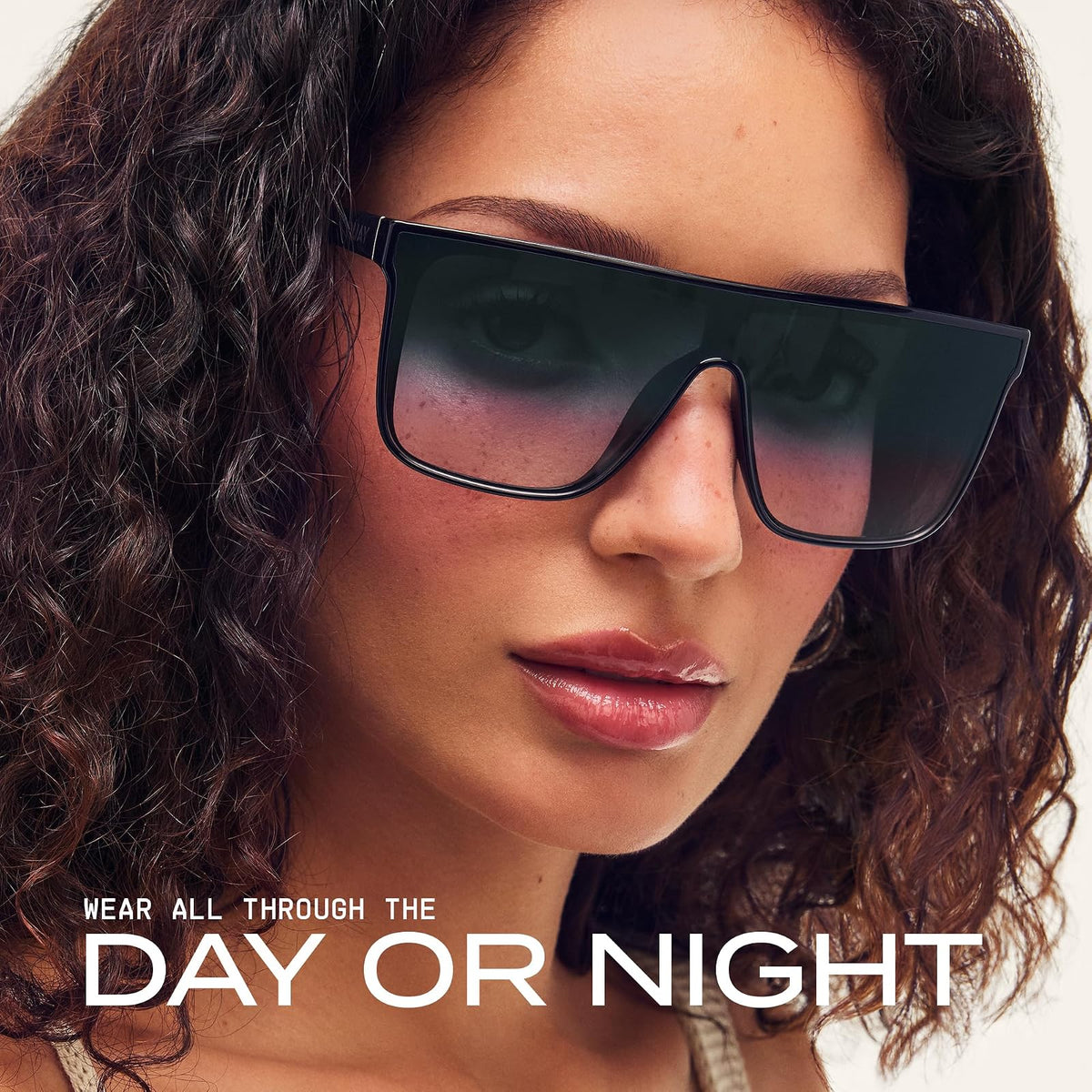 Quay - anteojos de sol para hombres y mujeres, lentes polarizadas Nightfall Remixed con protección UV, lentes de sol de gran tamaño