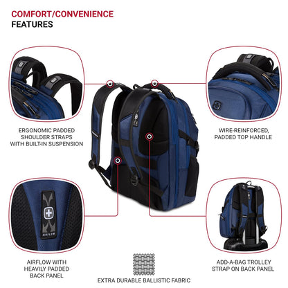 SwissGear 6752 TSA Friendly ScanSmart Laptop Backpack, Fits Most 17 Inch Laptops - Navy Ballistic