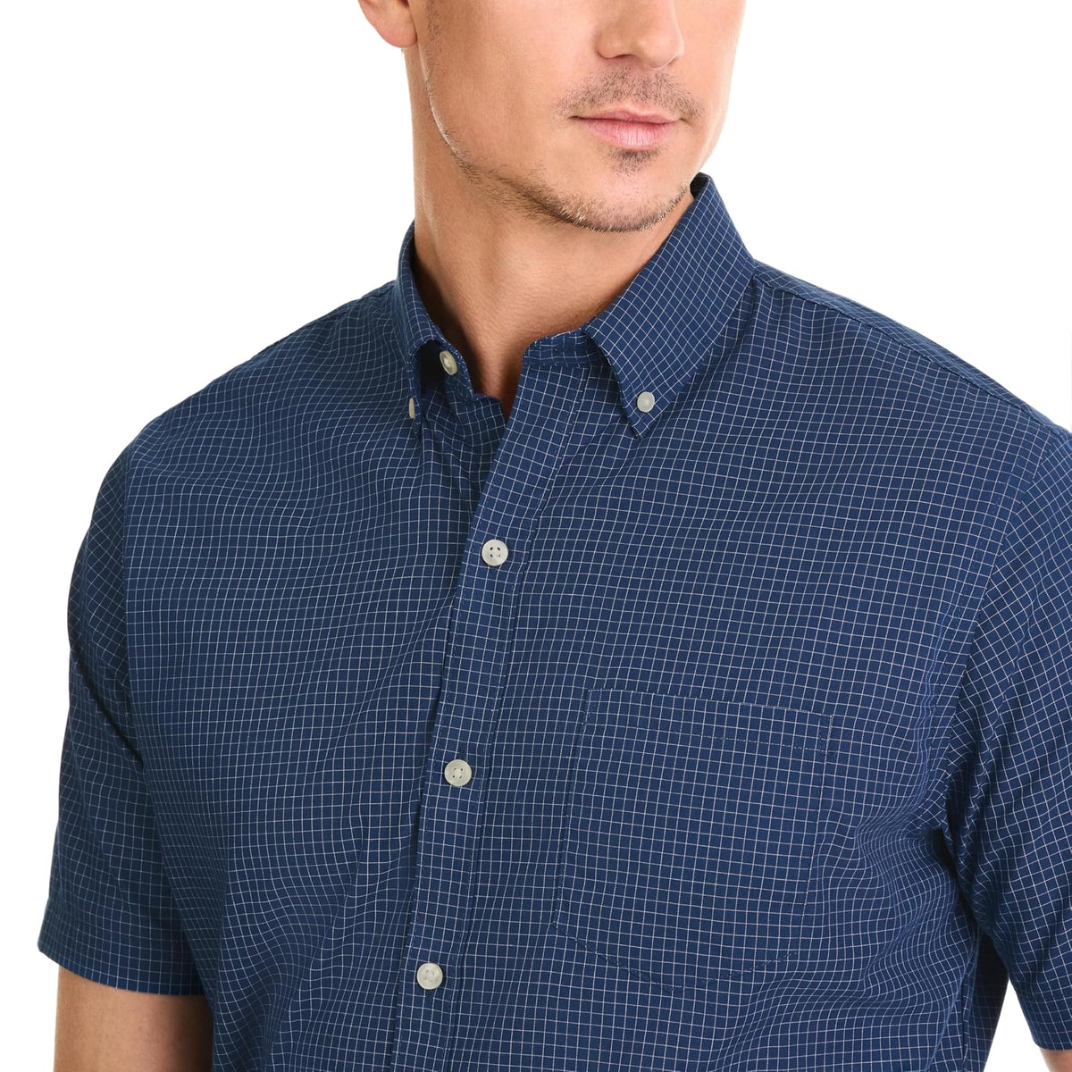 Van Heusen Camisa de Manga Corta sin Arrugas Camisa de Botones para Hombre