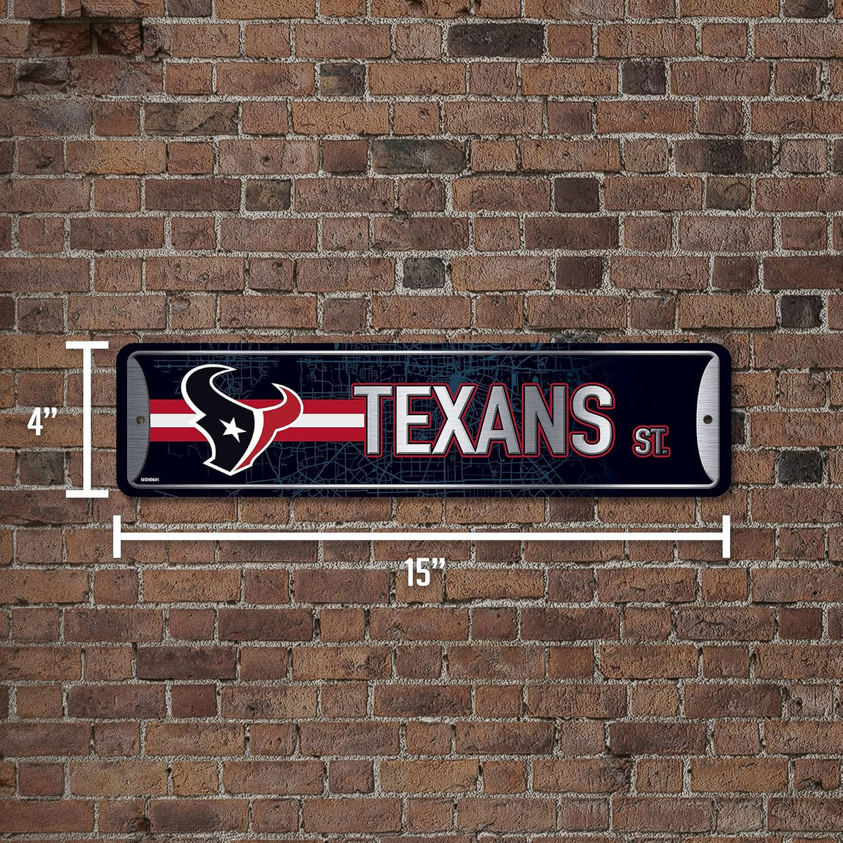 Rico Industries NFL Houston Texans - Cartel de Metal para Calle (4 x 15 Pulgadas), Ideal para el hogar, Dormitorio, decoración de Cueva de Hombre