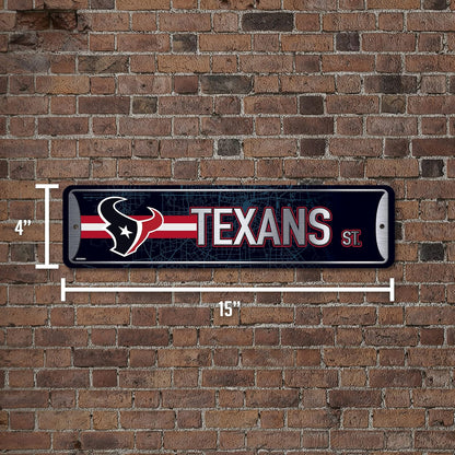 Rico Industries NFL Houston Texans - Cartel de Metal para Calle (4 x 15 Pulgadas), Ideal para el hogar, Dormitorio, decoración de Cueva de Hombre