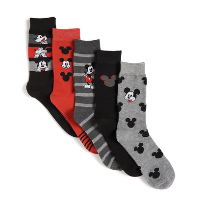 Disney mens Mickey Mouse Men's 5 Pack Crew Socks