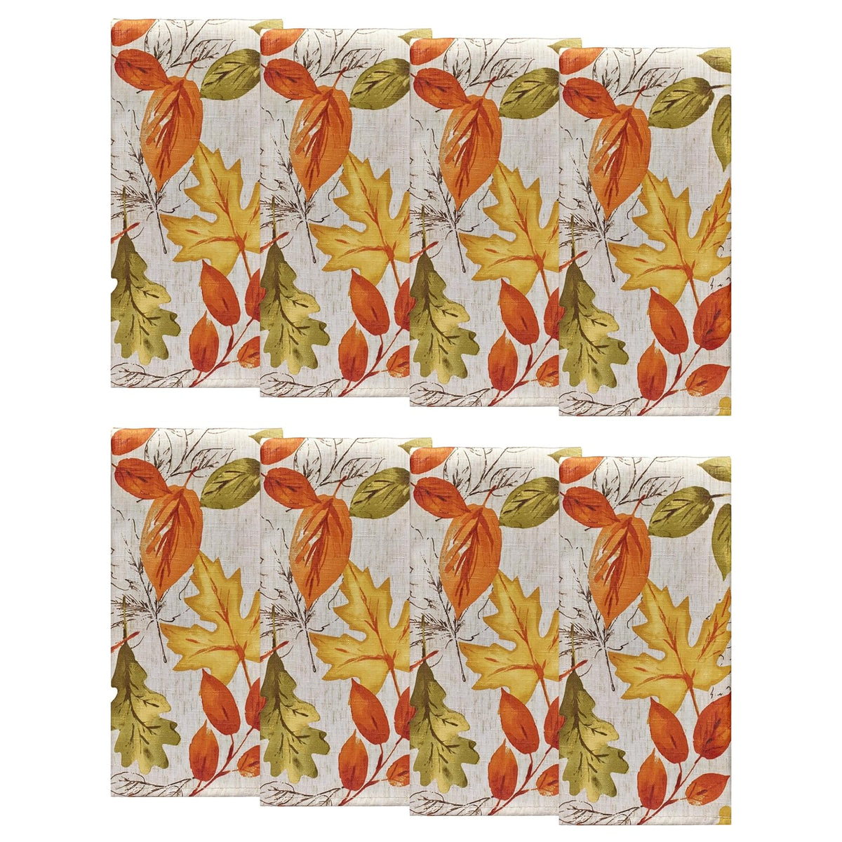 Elrene Home Fashions Mantel Estampado Hojas de Otoño - Juego de servilletas (8) - 43.2 x 43.2 cm (Juego de 8)