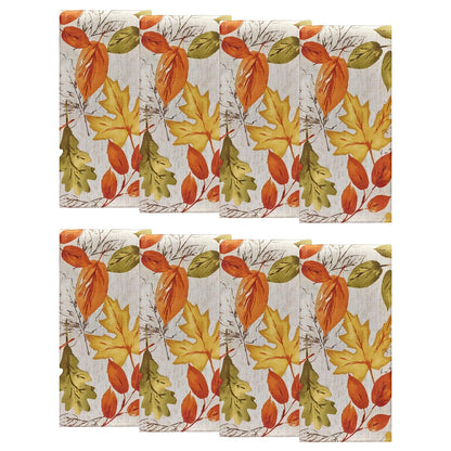 Elrene Home Fashions Mantel Estampado Hojas de Otoño - Juego de servilletas (8) - 43.2 x 43.2 cm (Juego de 8)