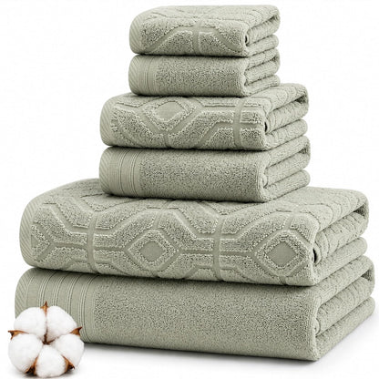 Modern Threads - Juego de 6 Piezas, 2 Toallas de baño, 2 Toallas de Mano, 2 paños de Toalla teñidos con Diamante, Color Verde