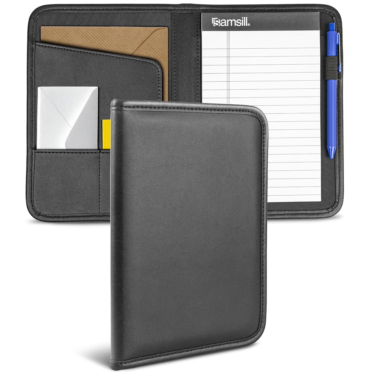 Samsill Professional Padfolio Mini, Organizador de Piel Sintética, 5 x 8 Pulgadas, Negro