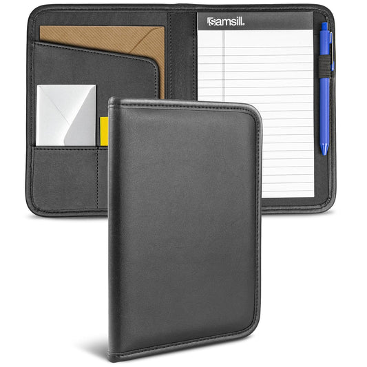 Samsill Professional Padfolio Mini, Organizador de Piel Sintética, 5 x 8 Pulgadas, Negro