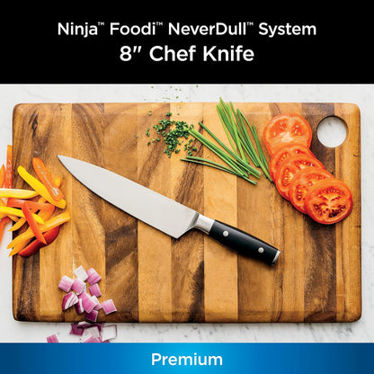 Ninja Foodi NeverDull Cuchillo de Chef 20cm K30020 | Filo de Navaja por +10 Años | NeverDull: el Estuche Afila Automáticamente | Acero Inoxidable 20cm