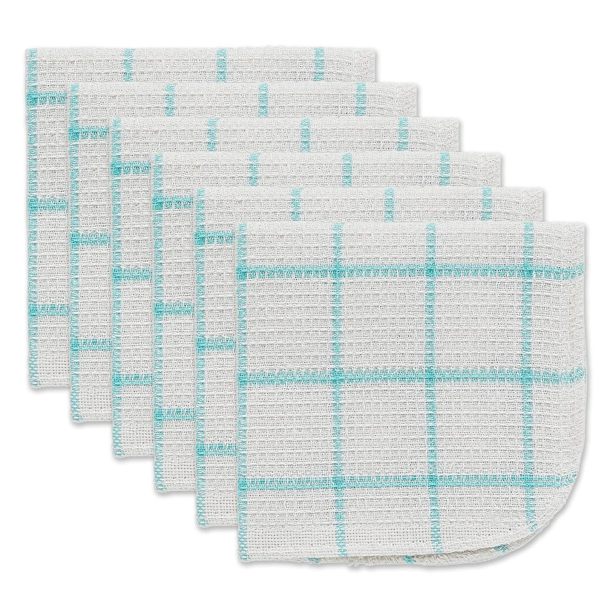 DII Juego básico de paños de Cocina de algodón y poliéster, 12 x 12, Aqua 6 Unidades
