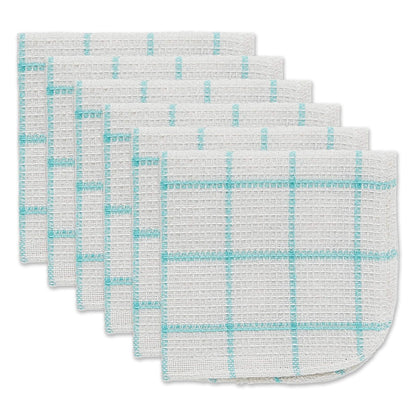 DII Juego básico de paños de Cocina de algodón y poliéster, 12 x 12, Aqua 6 Unidades