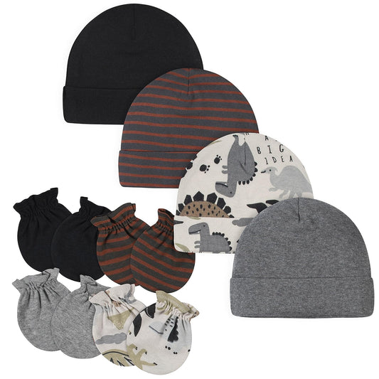 GERBER Baby Girls' 9-Piece Cap and Mitten Bundle