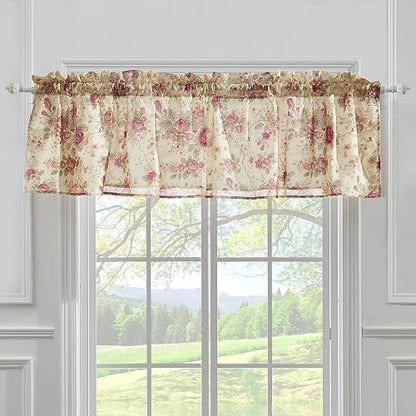 Greenland Home Antique Rose Cenefa para Ventana Forrada, 213 cm de Ancho x 48 cm de Largo, Marfil (Ecru)