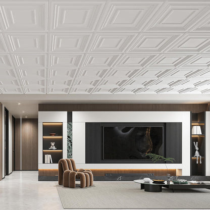 Art3d - Azulejos de techo caídos de 24 x 24 pulgadas (paquete de 12, 48 pies cuadrados) - Azulejos de techo de PVC de 2 x 2 pies, paneles decorativos de techo para cocina, sala de estar, oficina y