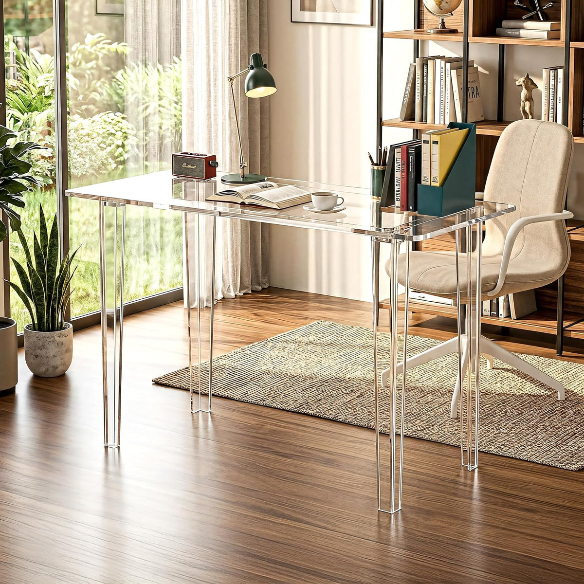 computadora acrílico, Mesa de acrílico Transparente, Mesa de Estudio Moderna para Oficina en casa, Consola Multiusos de Superficie extendida, estación de Trabajo Ligera y Resistente para Espacios