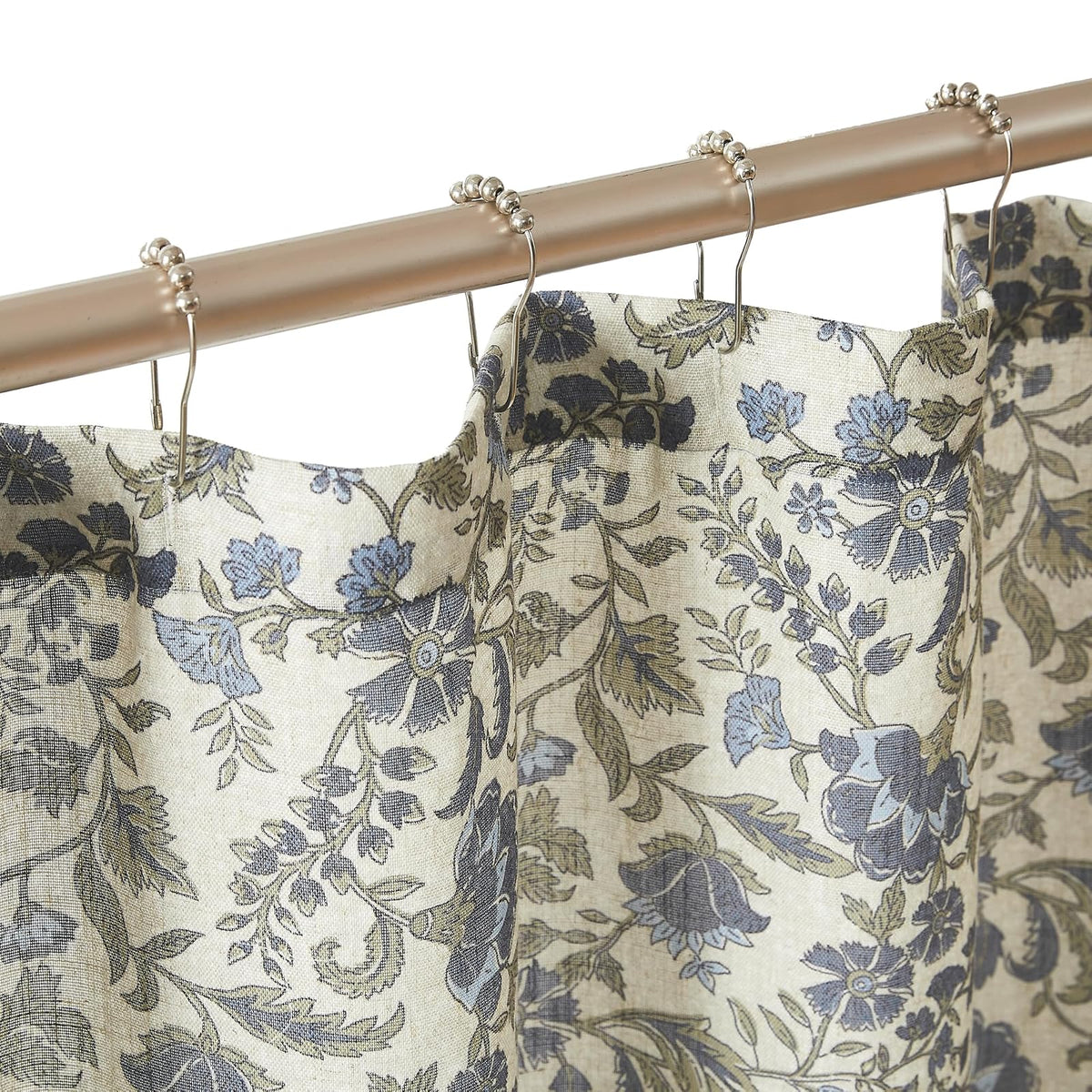 Lush Decor - Cortina de Ducha con Textura de Lino con Estampado de Bloques de Lillian, Individual, 72 Pulgadas de Ancho x 72 Pulgadas de Largo, Color Azul y Salvia, Cortinas de Ducha Florales clásico