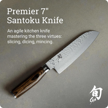 Shun Premier Cuchillo de chef, Santoku, 7" (17.5 cm), Plateado, 17,78cm