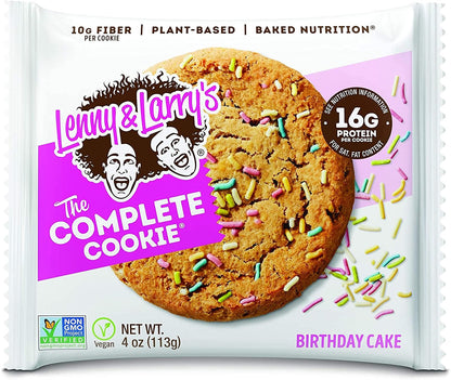 Lenny & Larry's Galleta Vegana con Proteína Caja con 12 Piezas - Pastel de Cumpleaños