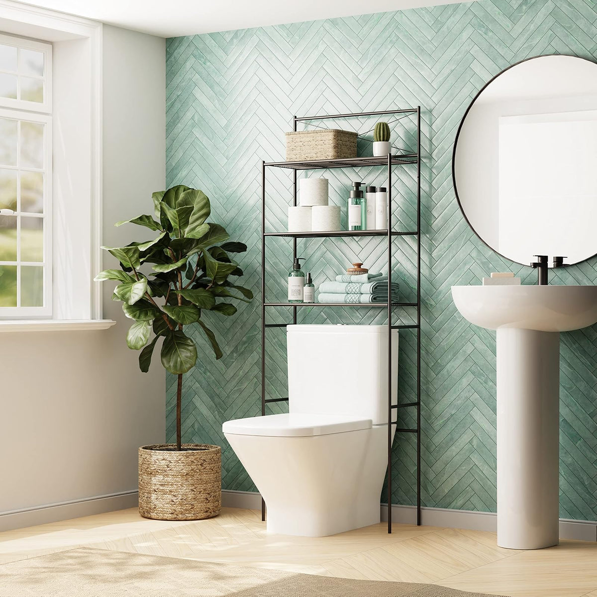 Zenna Home E2523HB Mueble Organizador para Baño, Estilo Cruzado, Acabado Color Bronce Satinado