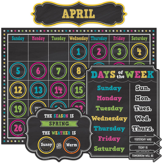 Teacher Created Resources TCR5615 pizarrón con calendario brillante, juego de tablón de anuncios, papel, multi