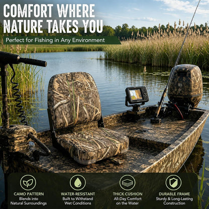 ERGOSEAT Asiento Acolchado Plegable con Respaldo para Bote Jon Camuflaje Max4