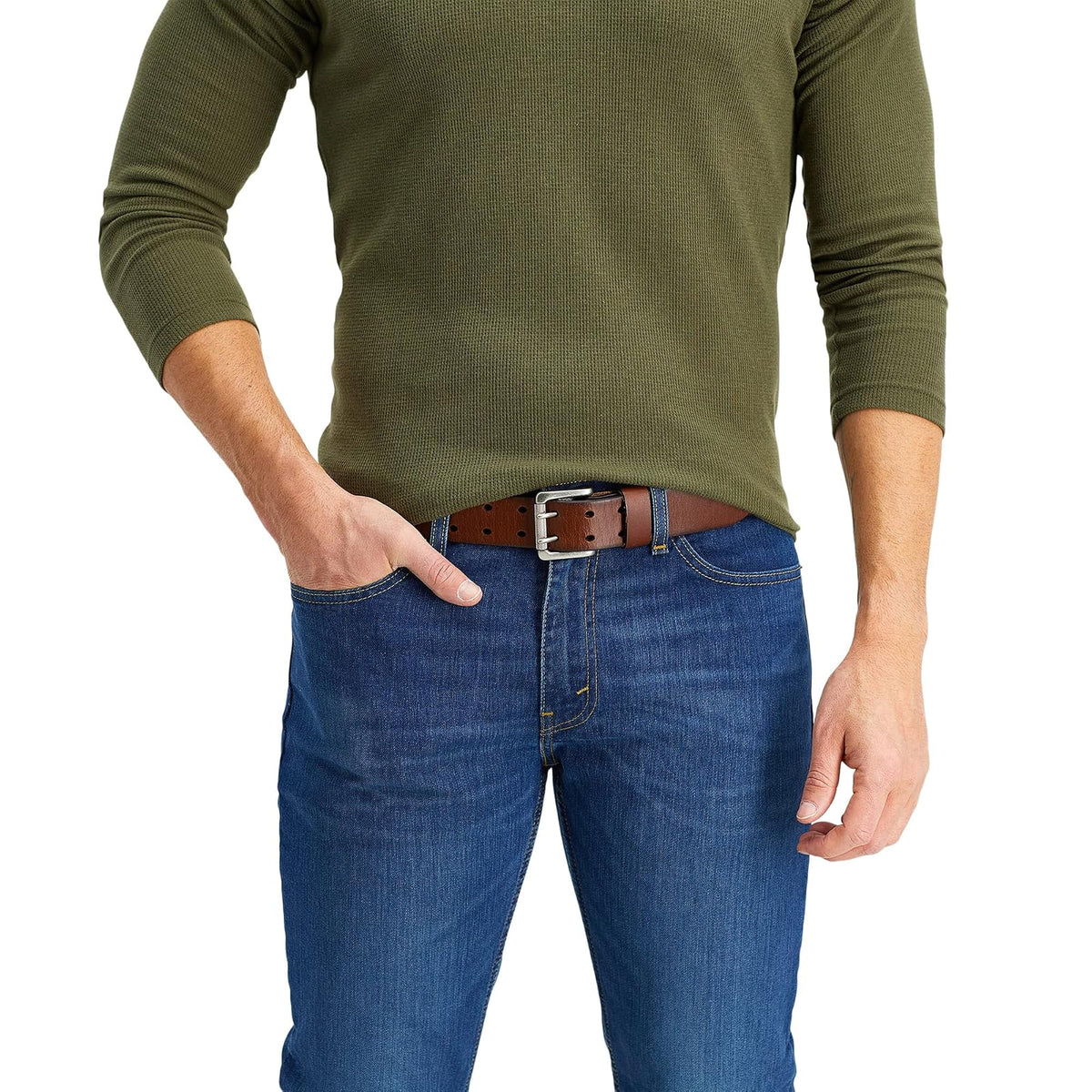 Levi's Men's 1 1/2 in.Bridle Double Prong Buckle Belt,Brown,32