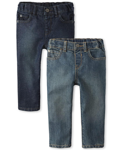 The Children's Place Jeans Ajustados para Niño, Paquete de 2 - True índigo - Dark Wash 2 unidades - 4 Años