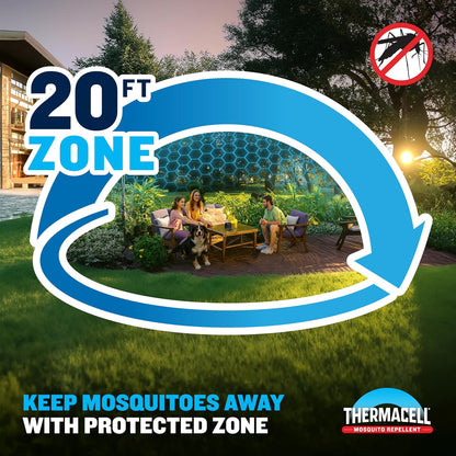 Thermacell E-ZoneGuard Patio Max repelente recargable contra mosquitos con zona de 20 pies de protección al aire libre científicamente probada; batería de 12 horas; recarga de 36 horas; alternativa al