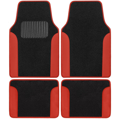 BDK Alfombrillas de Piso para Automóviles, Dos Tonos con Piel Sintética, Rojo/Negro, MT202