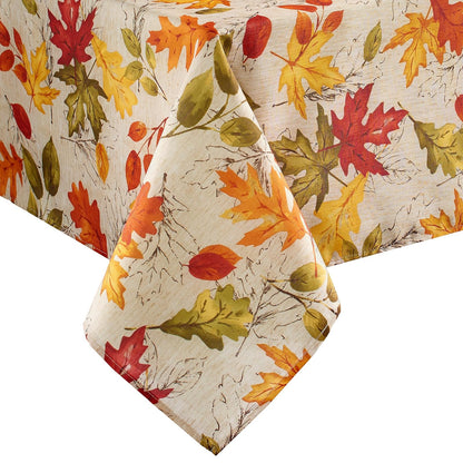 Elrene Home Fashions Mantel Resistente a Las Arrugas con Estampado de Hojas de otoño para Uso Formal o Diario, Cuadrado de 52 x 52 Pulgadas