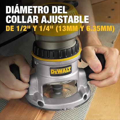 DEWALT Router para Madera 1-3/4" HP, 750W, Base Fija, Metal y Plástico de Alta Resistencia, DW616