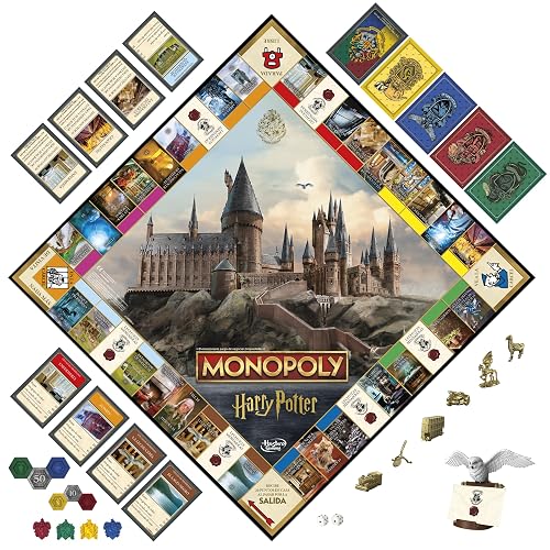 Monopoly Hasbro Gaming Harry Potter - Juego de Mesa ambientado en Hogwarts para 2 a 6 Jugadores a Partir de 8 años