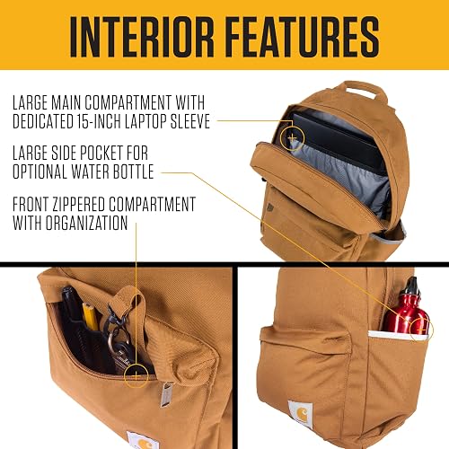 Carhartt 21l Classic Laptop Backpack, Water-resistant Pack W/ 15" Laptop Sleeve and Organizational Compartments Mochila 21L Unisex adulto