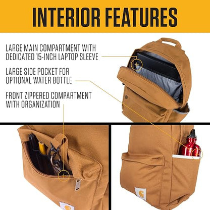 Carhartt 21l Classic Laptop Backpack, Water-resistant Pack W/ 15" Laptop Sleeve and Organizational Compartments Mochila 21L Unisex adulto