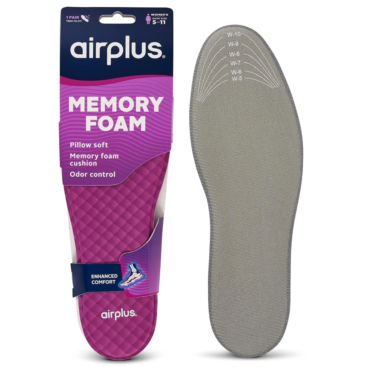 Airplus Memory Comfort - Plantillas para zapatos con espuma viscoelástica para aliviar la presión, para mujer, talla 5-11