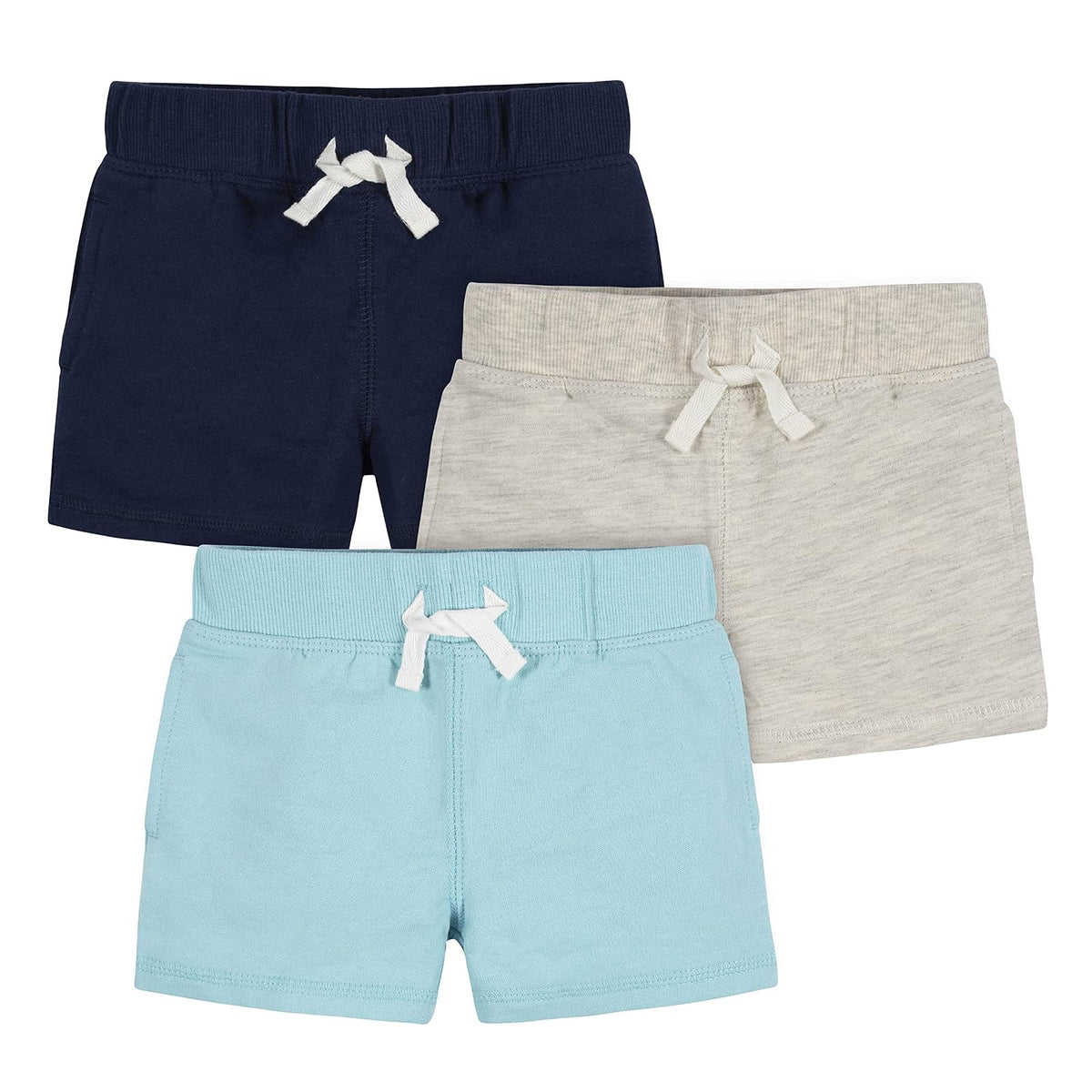 Gerber Paquete de 3 Pantalones Cortos para Bebé - Azul y Gris - 6-9 Meses