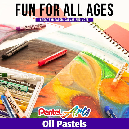 Pentel Oil Pastel Set with Carrying Case,45-Color Set, Assorted, 50/Set